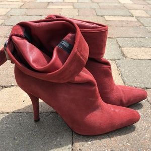Nine West•Wine/Maroon Suede Ankle Boot